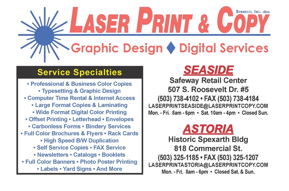 Copy Shop, Print Shop Laser Print & Copy Seaside, Oregon Laser