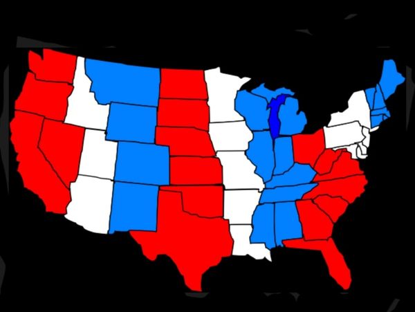Red, white, and blue USA map