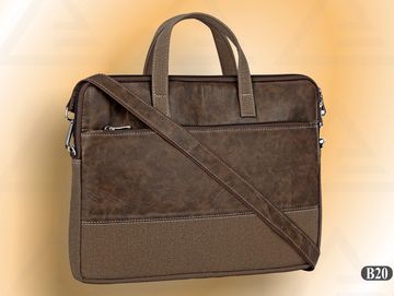 Classic brown professional laptop bag with multiple carry options.