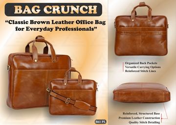 Classic brown leather office bags designed for everyday professionals with reinforced stitching and versatile carrying options.