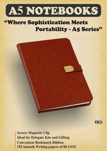 Elegant A5 notebook with a secure magnetic clip and smooth writing pages.