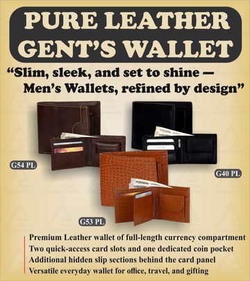 Classic pure leather men's wallets with sleek design and multiple compartments.
