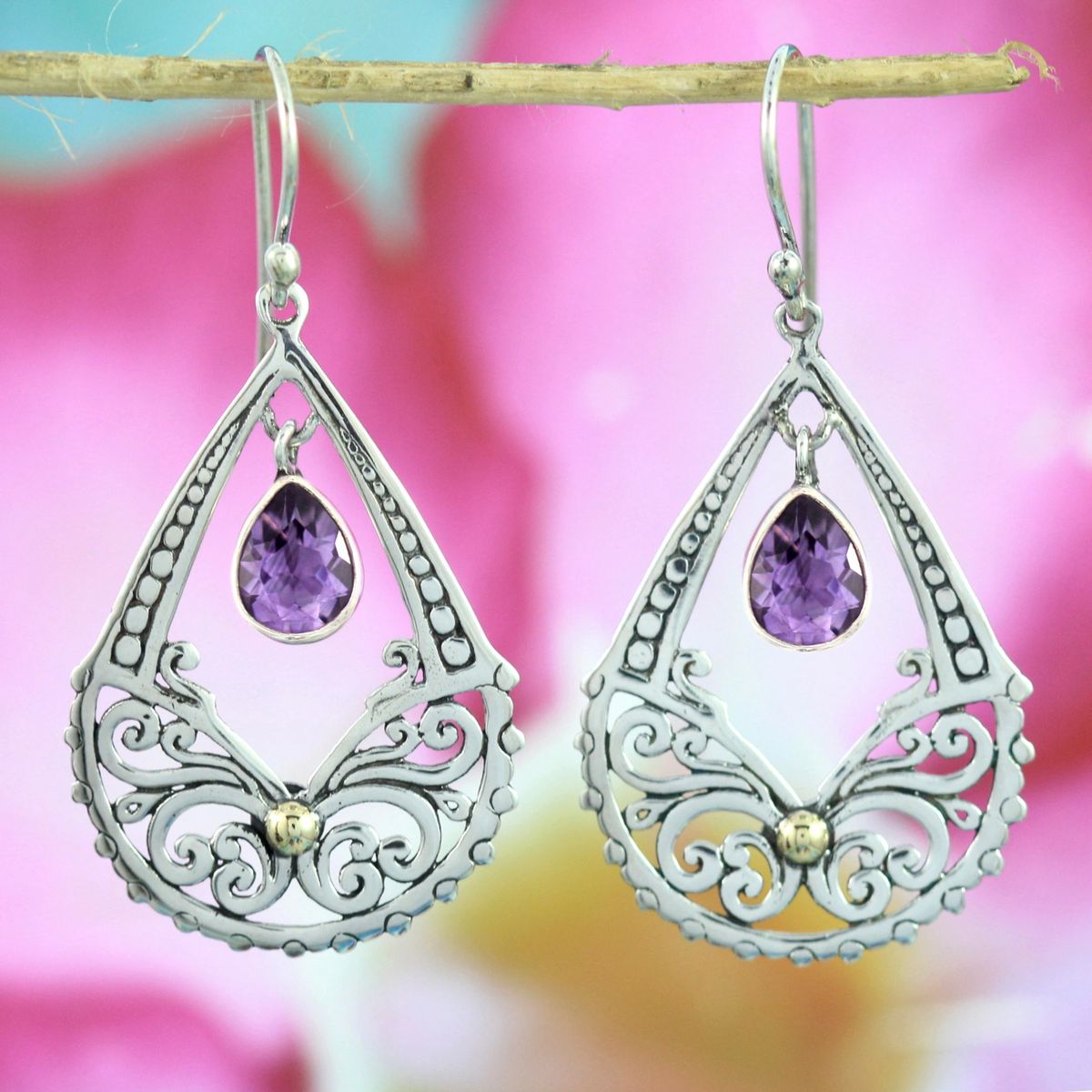 Sterling Silver Teardrop Diamanté Droplet Earrings (Stamped 925