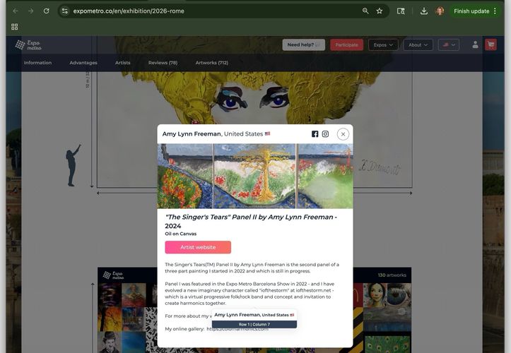 "The Singer's Tears - Part II" - by Amy Lynn Freeman - ExpoMetro Rome, Jan 23-26, 2026