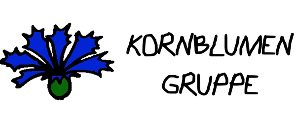 Logo der Kornblumen Gruppe mit blauer Blume.