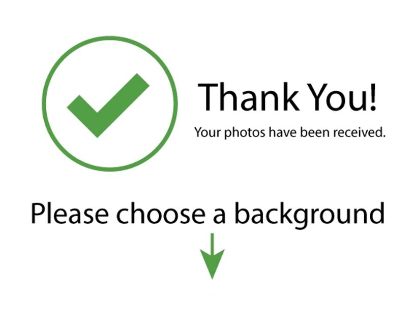 Confirmation message to choose a background after photo upload.