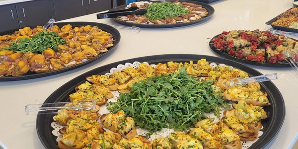 A variety of part platters are available for your event - either with protein or vegetarian.
