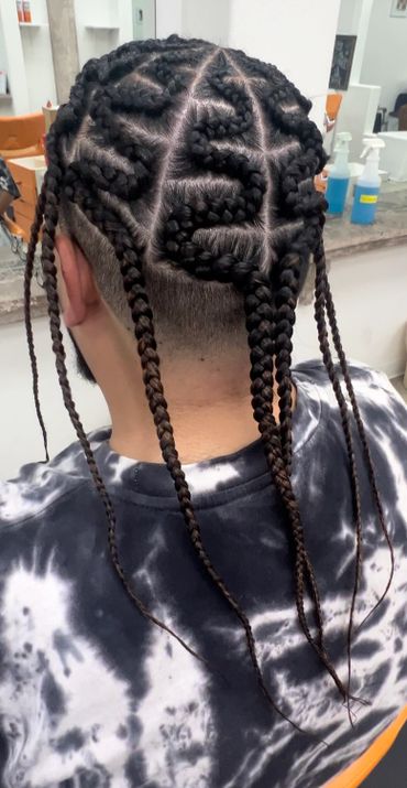Men's braids design on long amazing hair can be yours too