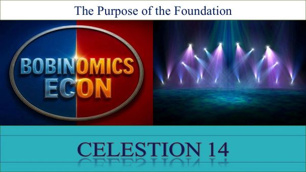 Title slide of a foundation presentation with a logo and stage lights.