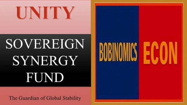 Logo for Unity Sovereign Synergy Fund, guardian of global stability, with Bobinomics Econ emblem.