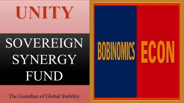 Logo for Unity Sovereign Synergy Fund, guardian of global stability, with Bobinomics Econ emblem.