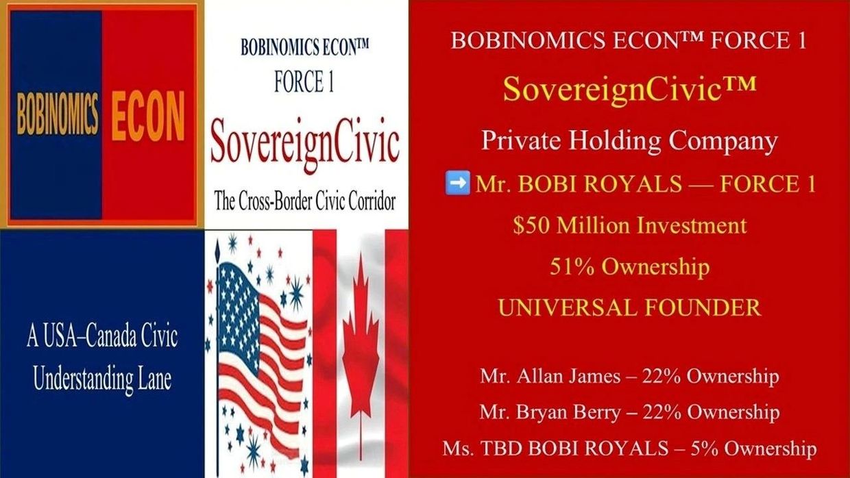 BOBINOMICS ECON SovereignCivic cross-border civic corridor between USA and Canada.
