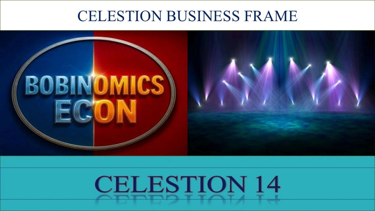 Graphic promoting Bobinomics Econ in Celestion Business Frame with stage lights and Celestion 14.