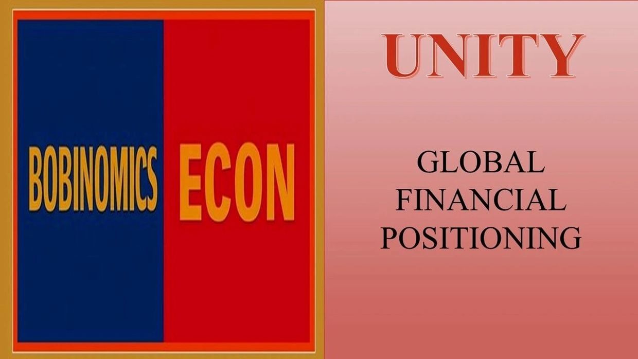 A graphic promoting unity in global financial positioning with bold text.