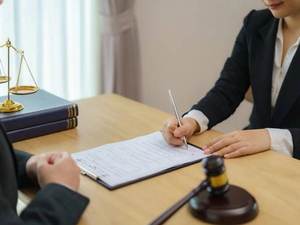 lawyer signing legal documents