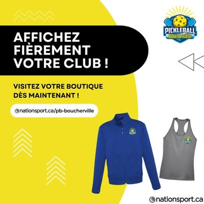 Affichez fièrement votre club avec la boutique Pickleball Boucherville.