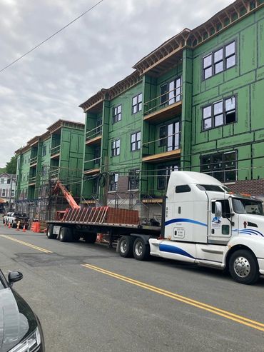 Flatbed truck on delivery in New York City