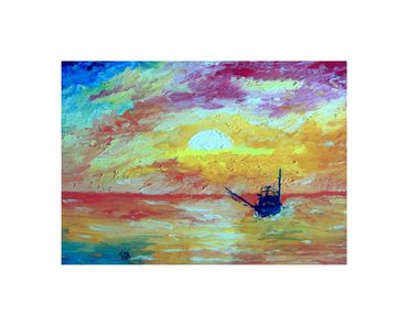 cape-may-oil-painting
impressionist
original-cape-may-art fishing-boat sunset
