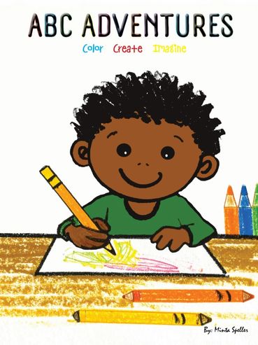 A smiling child drawing with crayons.