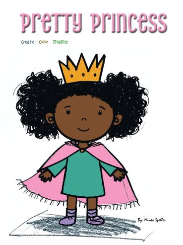 Illustration of a little girl princess with curly hair and crown.