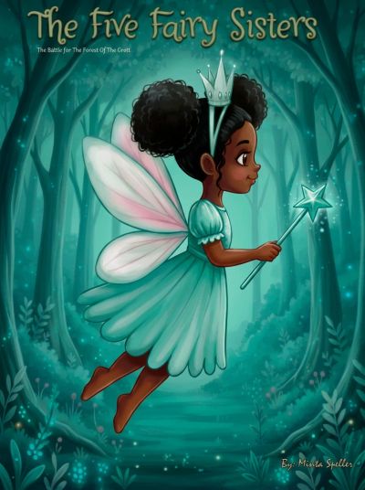 A young fairy in a glowing forest holding a wand.