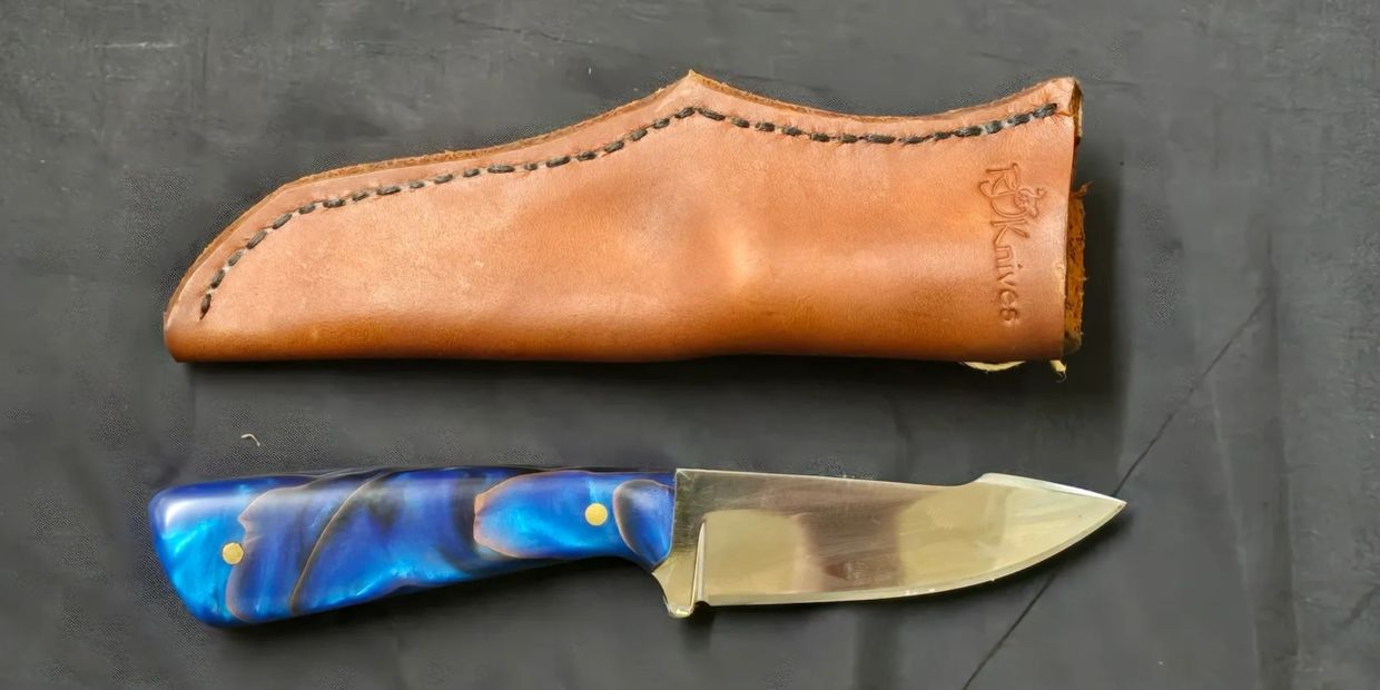 Bird and Trout knife with a leather sheath