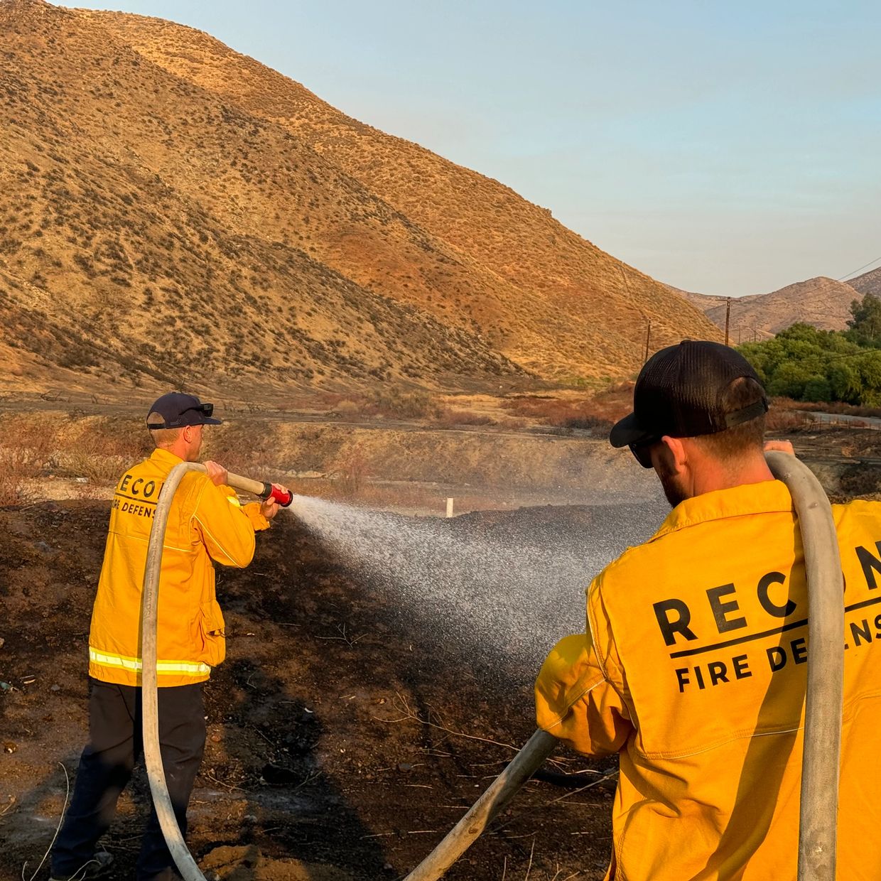 Applying Phos-Chek at the airport fire 9/11/24. Wild fire defense protection never ends