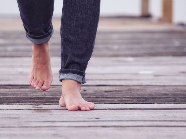 Bare feet walking