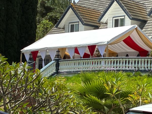 Outside look of the canopy with draping decoration.