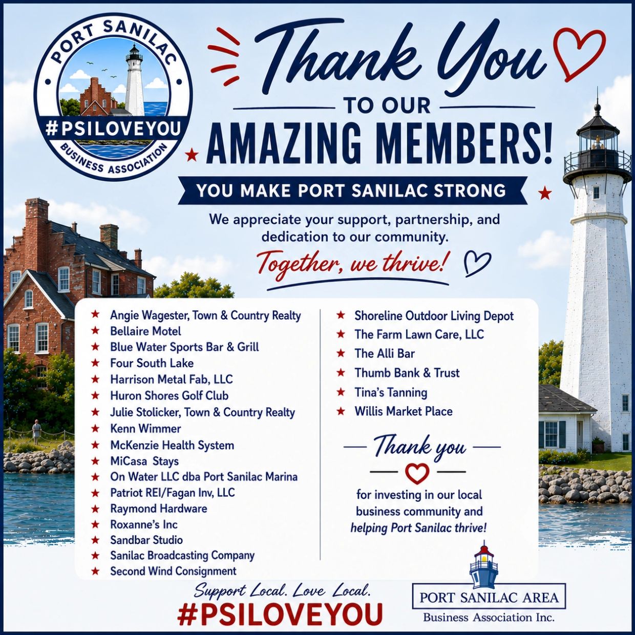 Thank you to Port Sanilac's amazing business members for supporting the community.