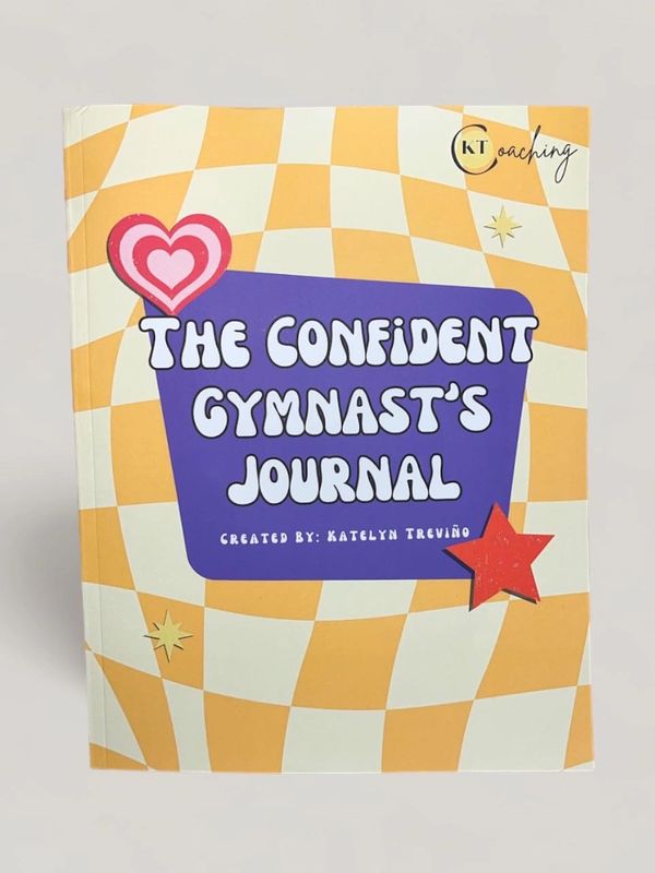 The Confident Gymnast's Journal with a bright checkered cover.
