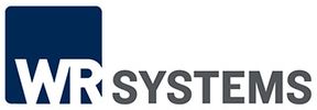 Logo of WR Systems with a blue square and gray text.