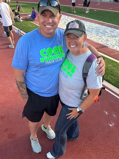 Jordan and Jessie Trump, at U.of.O’s Hayward Field, coaching their athletes towards success! 