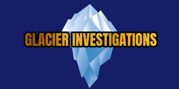 Logo featuring an iceberg with the text 'Glacier Investigations'.