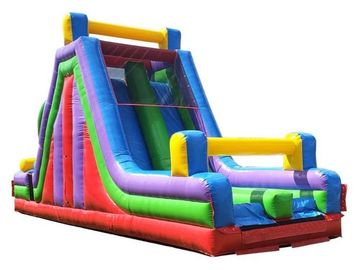 Colorful inflatable slide with a vibrant, playful design.