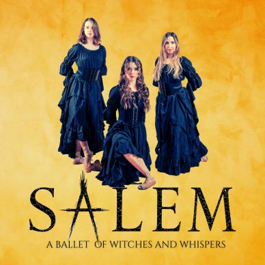 Three women in black dresses for Salem ballet poster.