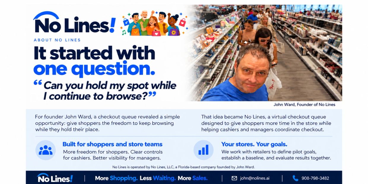 No Lines offers a virtual checkout queue to let shoppers browse while holding their place.
