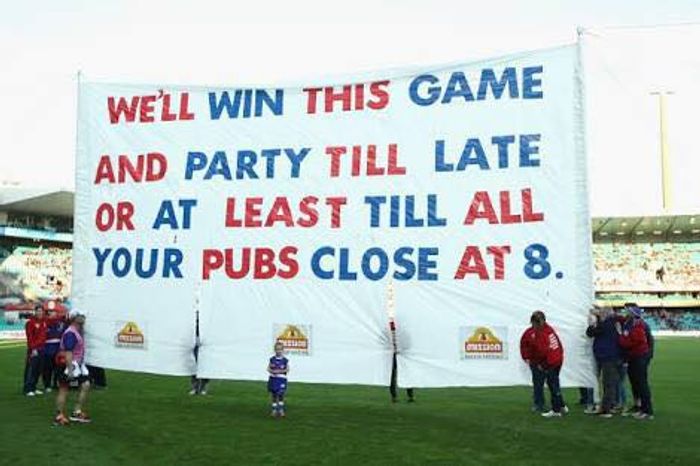 A banner against the Swans from 2016