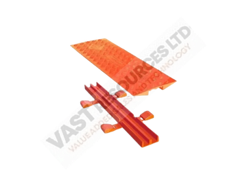 A small orange model airplane with a transparent wing.