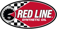 Logo of Red Line Synthetic Oil with speedometer and checkered flag design.
