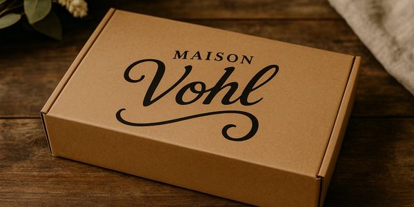 Maison Vohl packaging—crafted with care, delivering premium Egyptian cotton in the USA & Canada.