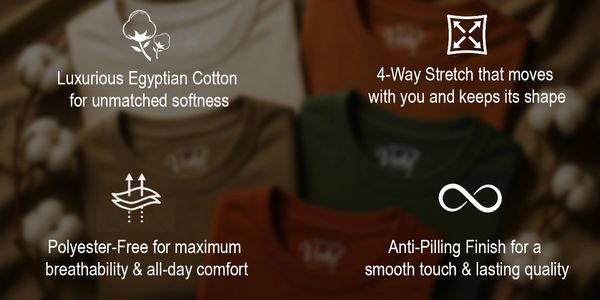 Maison Vohl t-shirt benefits: soft cotton, stretch fit, breathable, anti-pilling