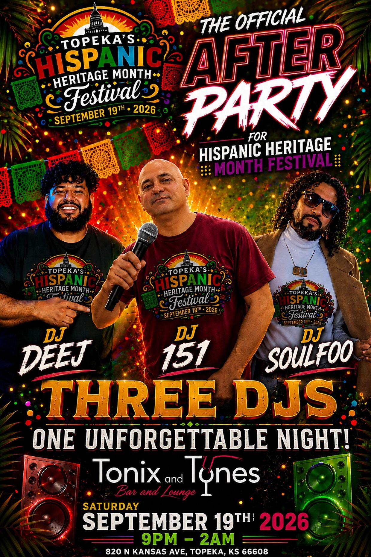 Topeka's Hispanic Heritage Month Festival after party on September 19, 2026.