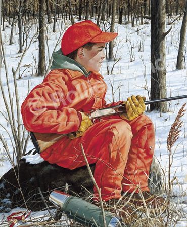 Rollie Brandt - Nibble 'n' Jig - Child Ice Fishing Framed