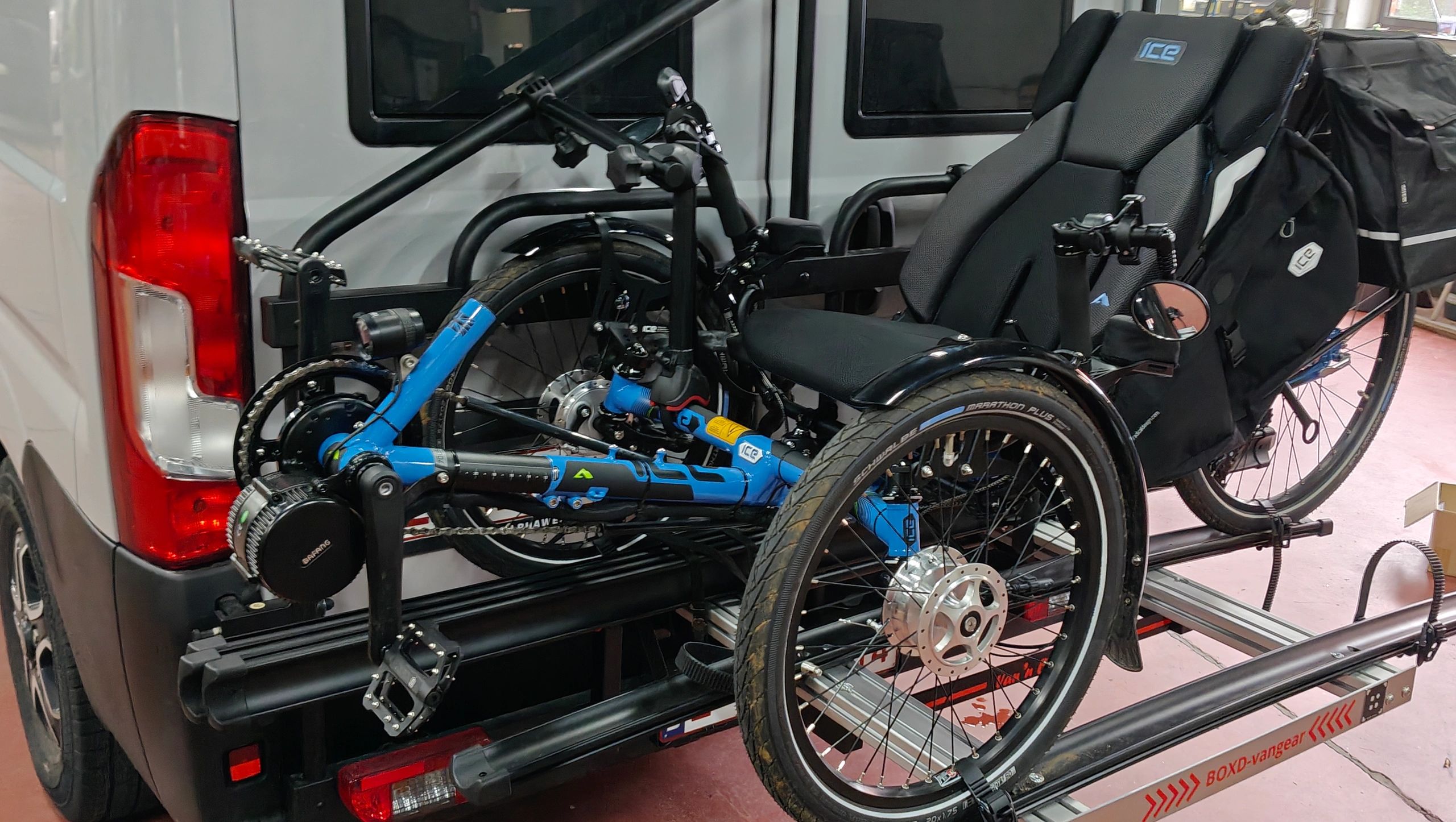 Trike of driewieler gemonteerd op BoXD trike.