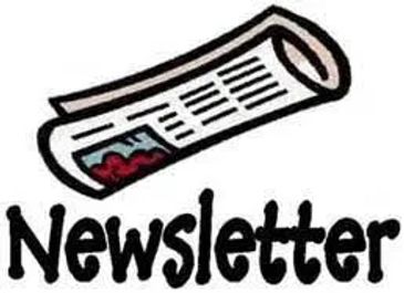 Illustration of a rolled-up newspaper with the word 'Newsletter' below it.