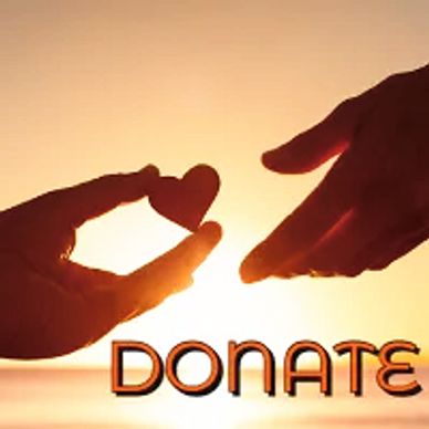 Donate. One hand holding a heart in fingertips reaching out to hand the heart to another hand. 