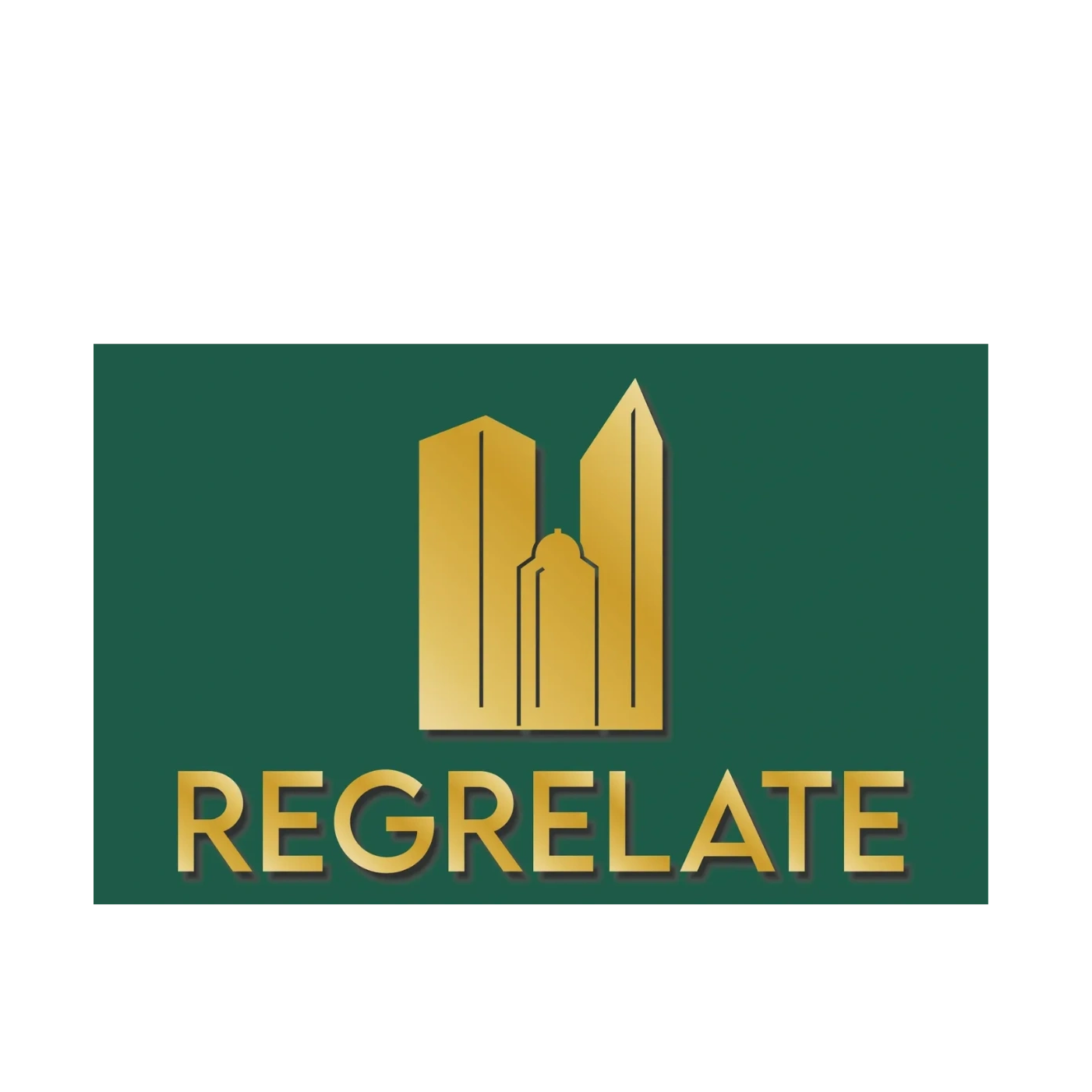The Regrelate logo depicting a stylised drawing of a city skyline and the word Regrelate