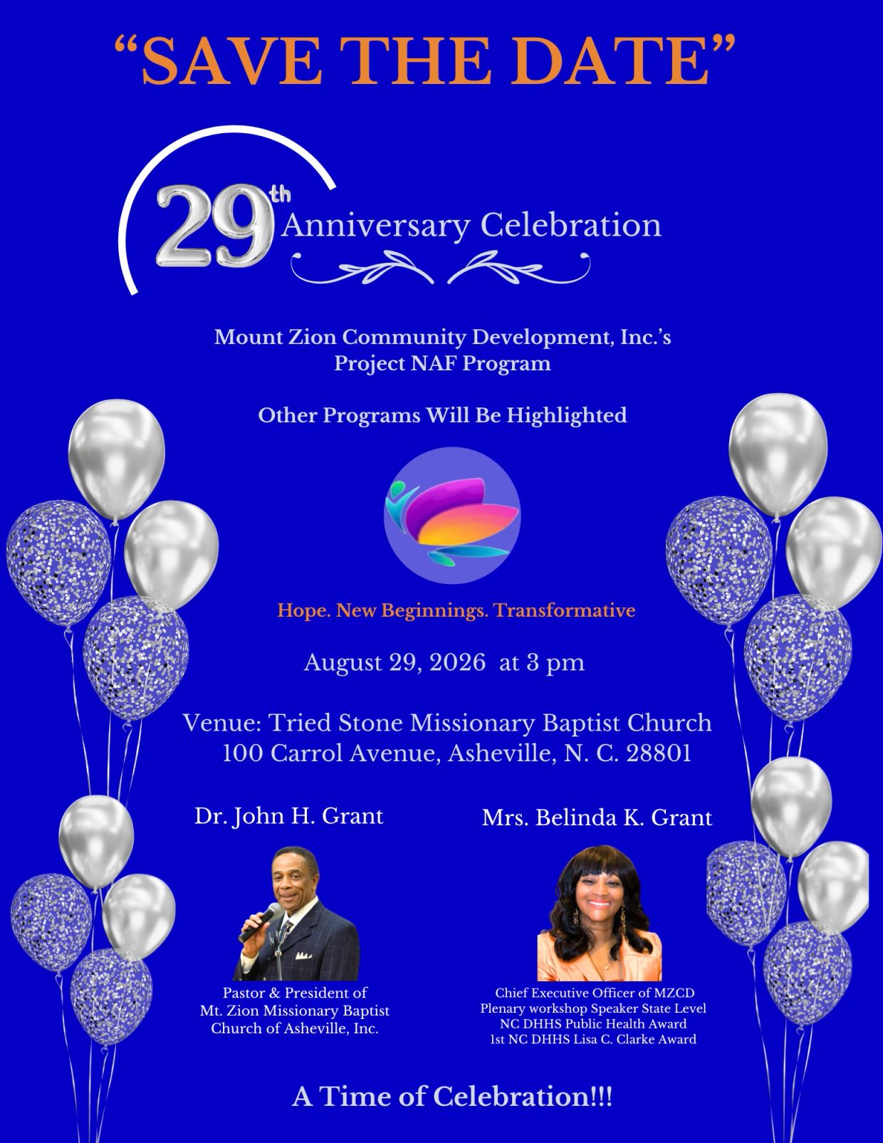 Invitation for the 29th Anniversary Celebration of Mount Zion Community Development, Inc.