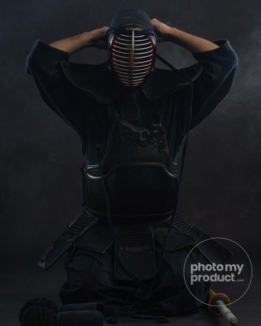 kendo fighter wearing custom mask